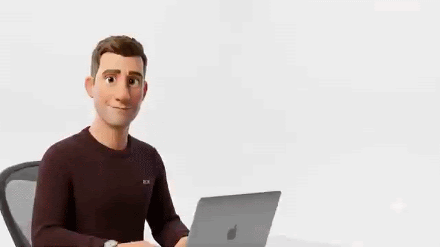 Rob typing Scripture on a laptop — animated illustration